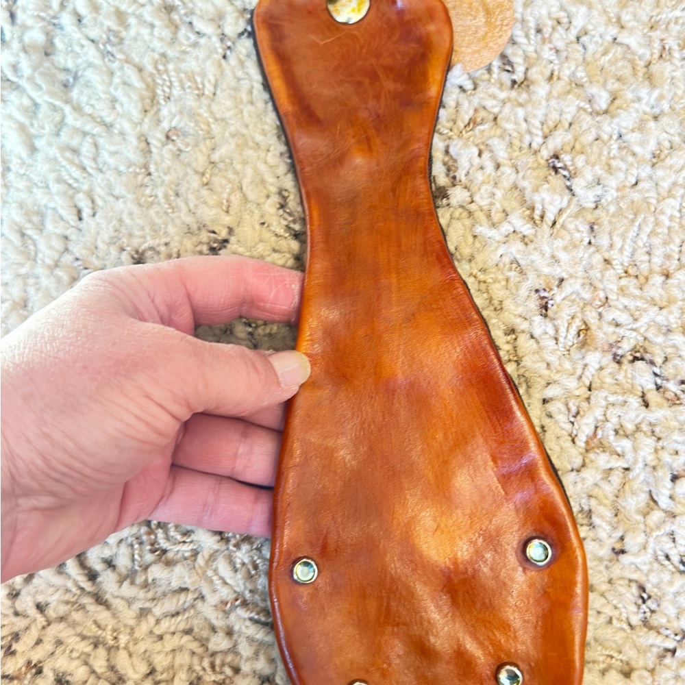 Handcrafted western Brown Leather hidden belt zipper Accessory